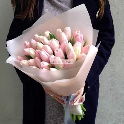 Букет из 35 розовых тюльпанов. Цена – 9000 руб. Арт – 1173 - №1