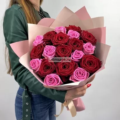 19 красно-малиновых роз. Цена – 4050 руб. Арт – 5744 - №1